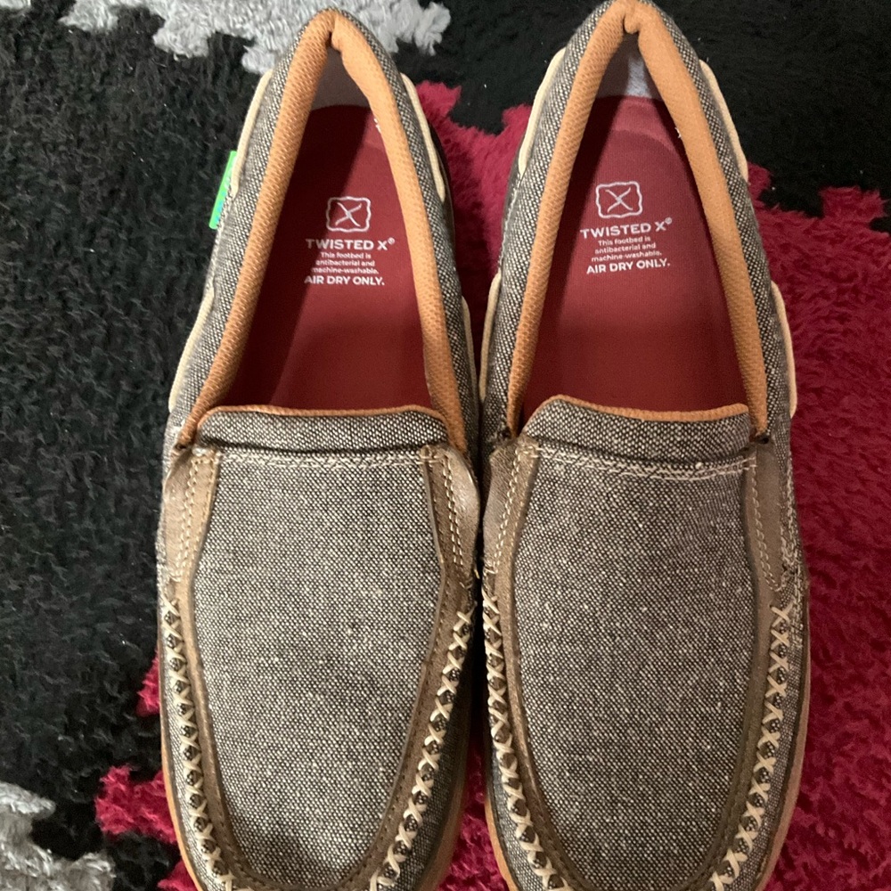 Twisted X Men’s Brown Canvas Slip-Ons with Tan Trim